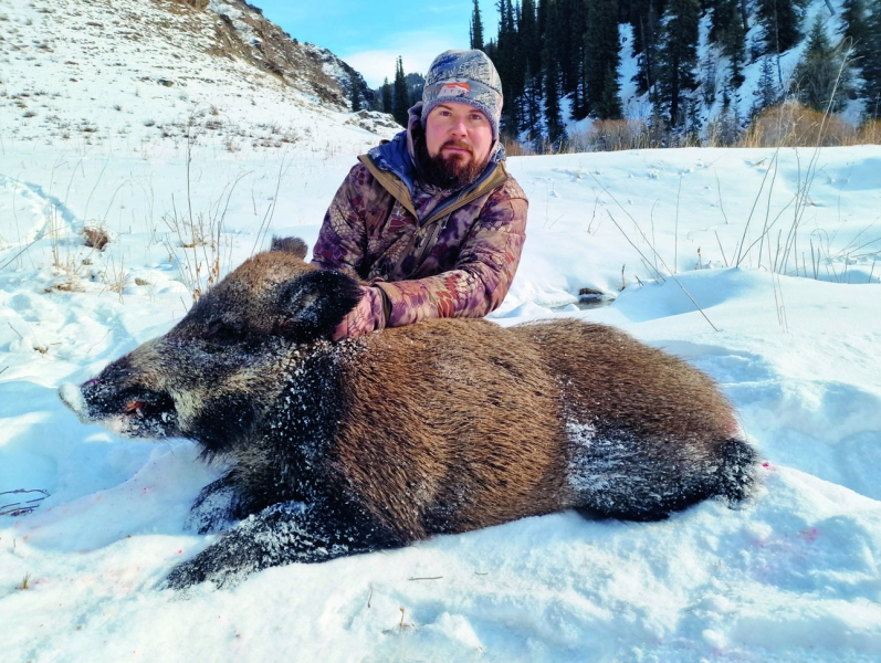 Тянь-шаньский магнит. За горным кабаном и козерогомДождавшись, когда правые козероги скрылись за хребтом, мы поехали вниз. Как мы и предполагали, левая группа нас срисовала, как только мы показались на фоне неба и тремя темными точками направились вниз, хотя дистанция до козлов была порядка трех километров